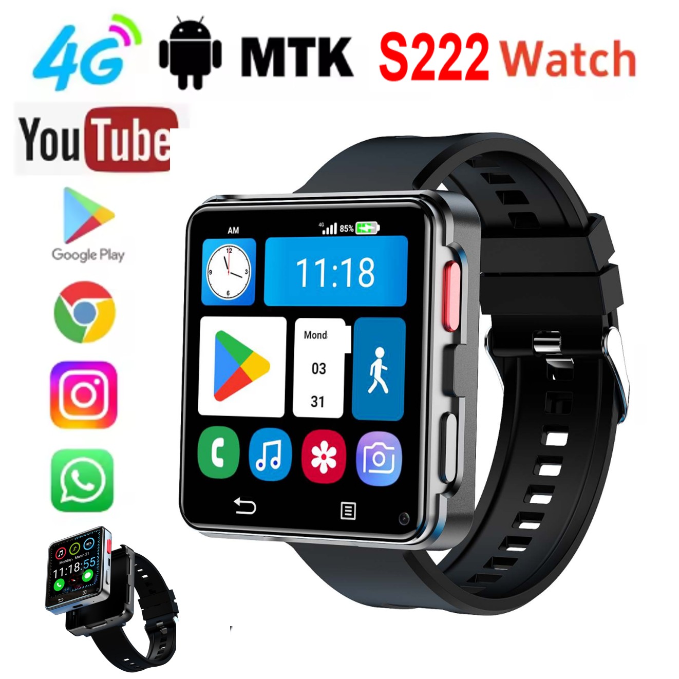 Smartwatch I Watches - ساعة ذكية S222 تدعم بطاقة SIM