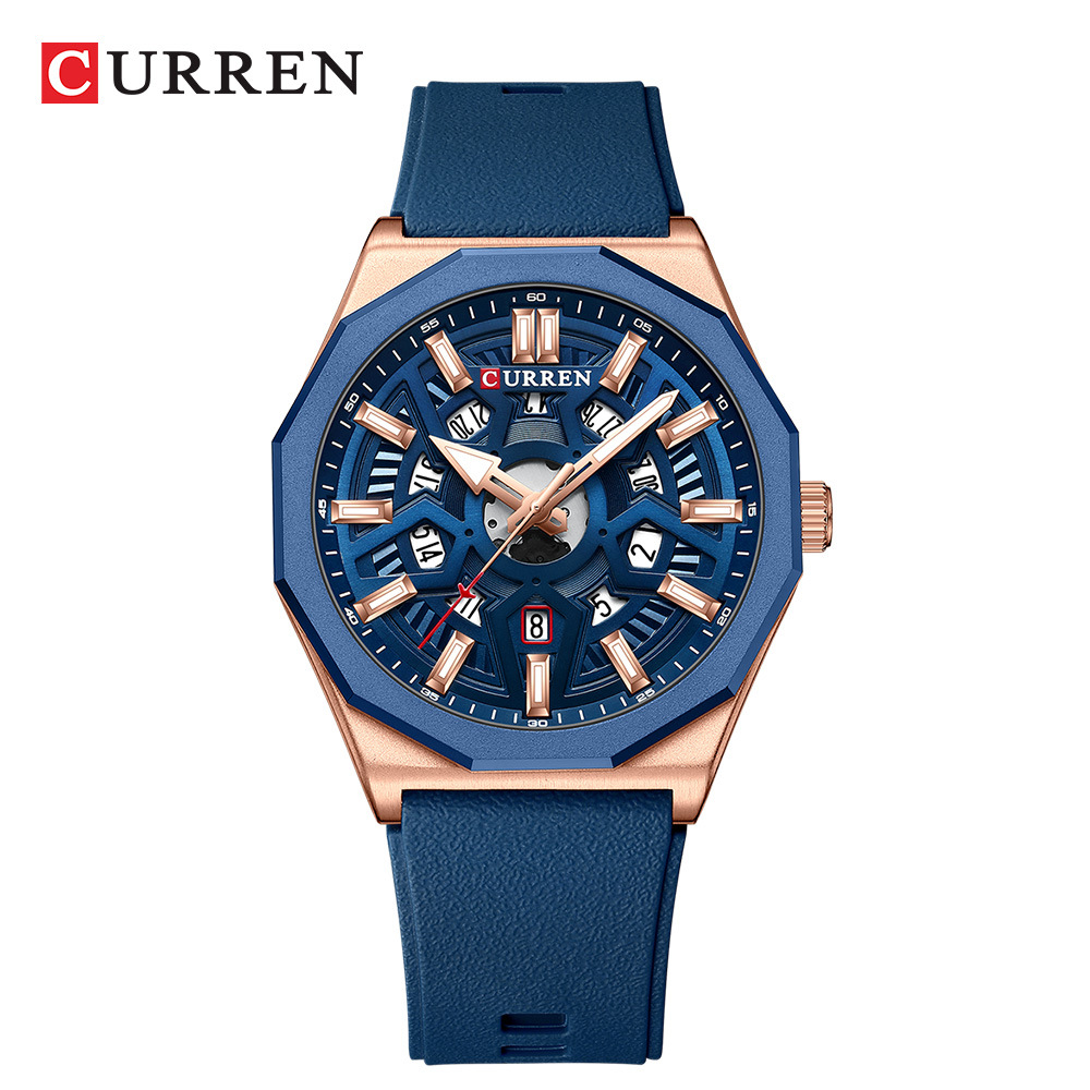 Skeleton Mechanical Watch - ساعة كوارتز CURREN 8437 للجنسين بتصميم