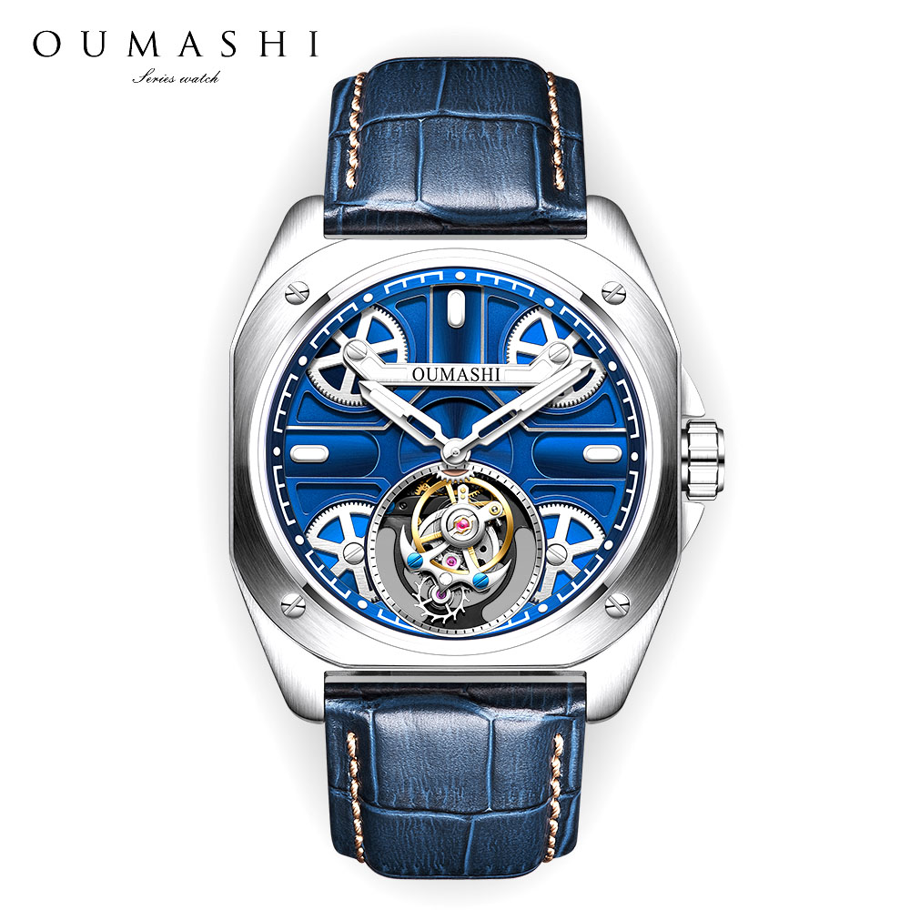 Skeleton Mechanical Watch - ساعة رجالية فاخرة مقاس 41 ملم،