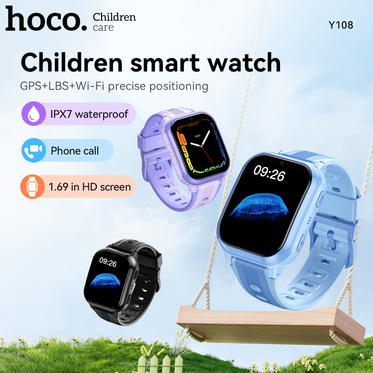 Smartwatch Watches For Kid Boy With Gps - ساعة ذكية للأطفال HOCO Y108 بشاشة