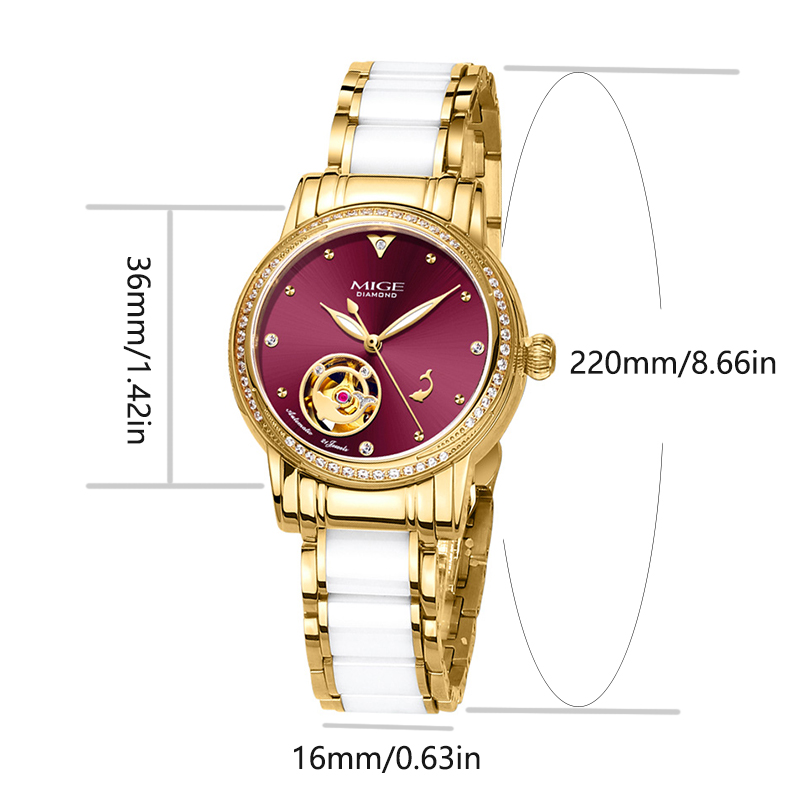 ساعة يد نسائية ميكانيكية فاخرة - مراجعة Skeleton Mechanical Watch وسعره