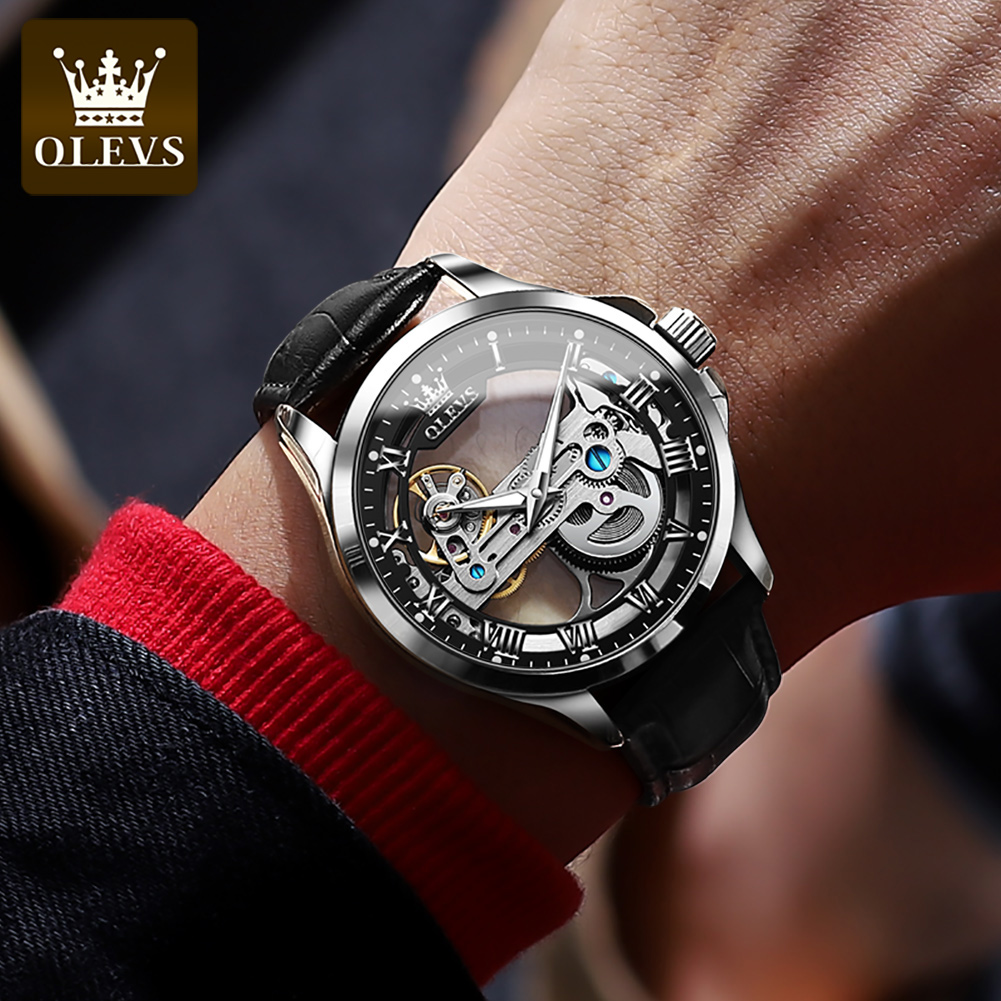 ساعات OLEVS للأزواج أصلية شفاف - مراجعة Skeleton Mechanical Watch وسعره