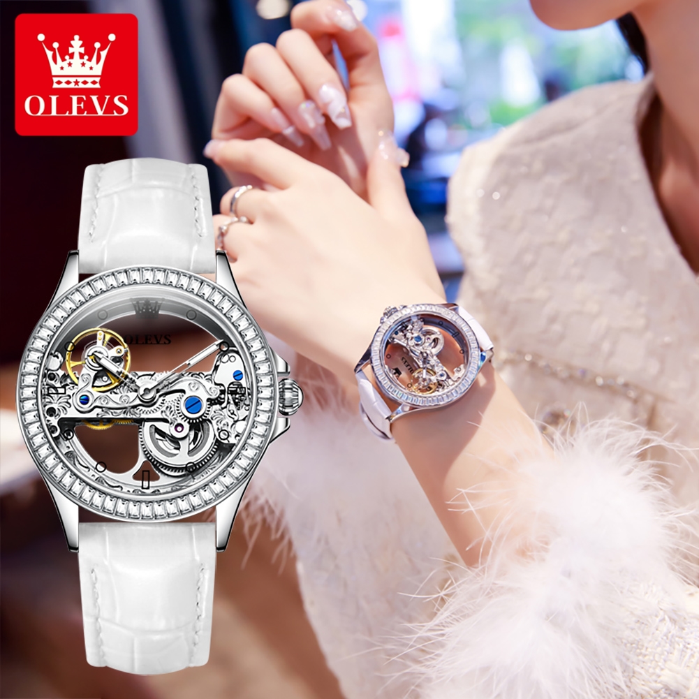 ساعات OLEVS للأزواج أصلية شفاف - مراجعة Skeleton Mechanical Watch وسعره