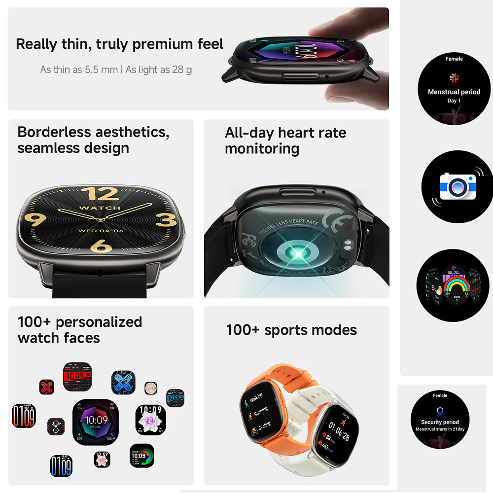 ساعة ذكية نحيفة للغاية 5.5 مم  - مراجعة Smartwatch Health Watches وسعره