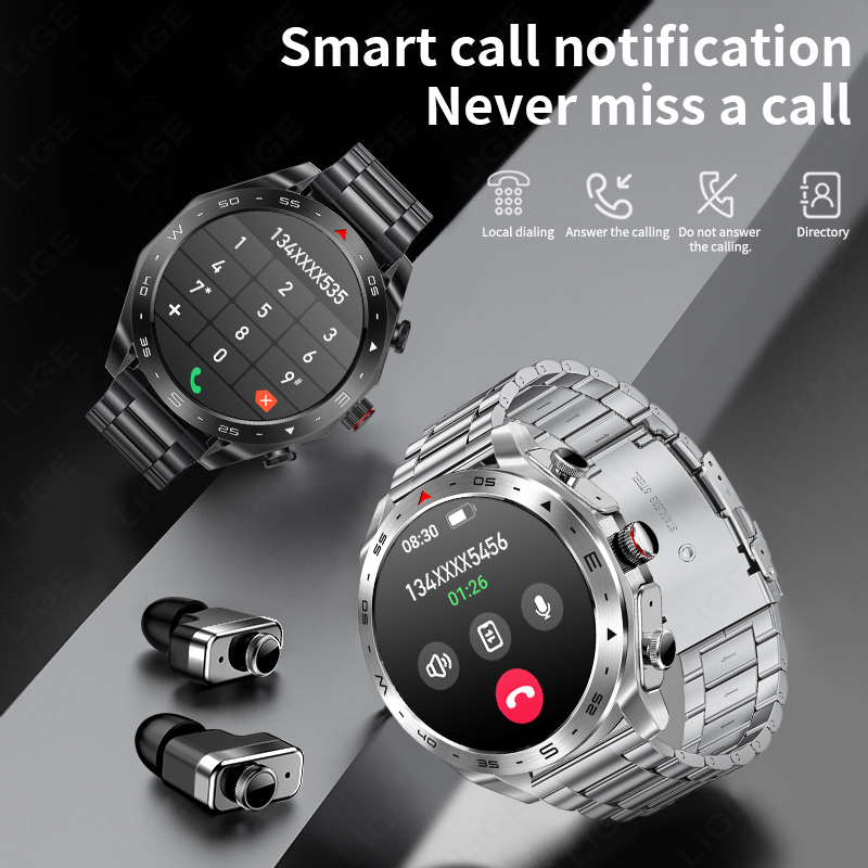 سماعات أذن لاسلكية LIGE TWS مع - مراجعة Smartwatch Noise Watches For Men وسعره