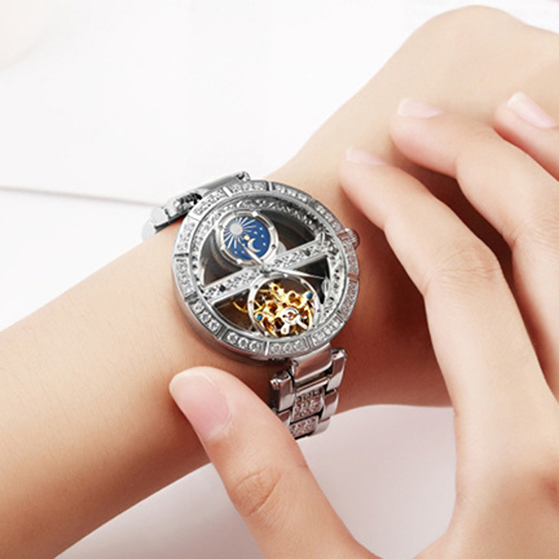 ساعة السيدات التلقائية امرأة ف - مراجعة Skeleton Mechanical Watch وسعره