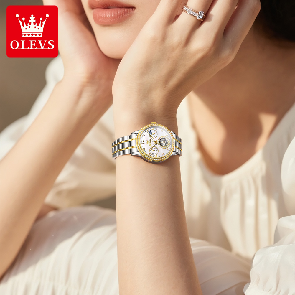 ساعة OLEVS أوتوماتيكية للنساء، - مراجعة Skeleton Mechanical Watch وسعره