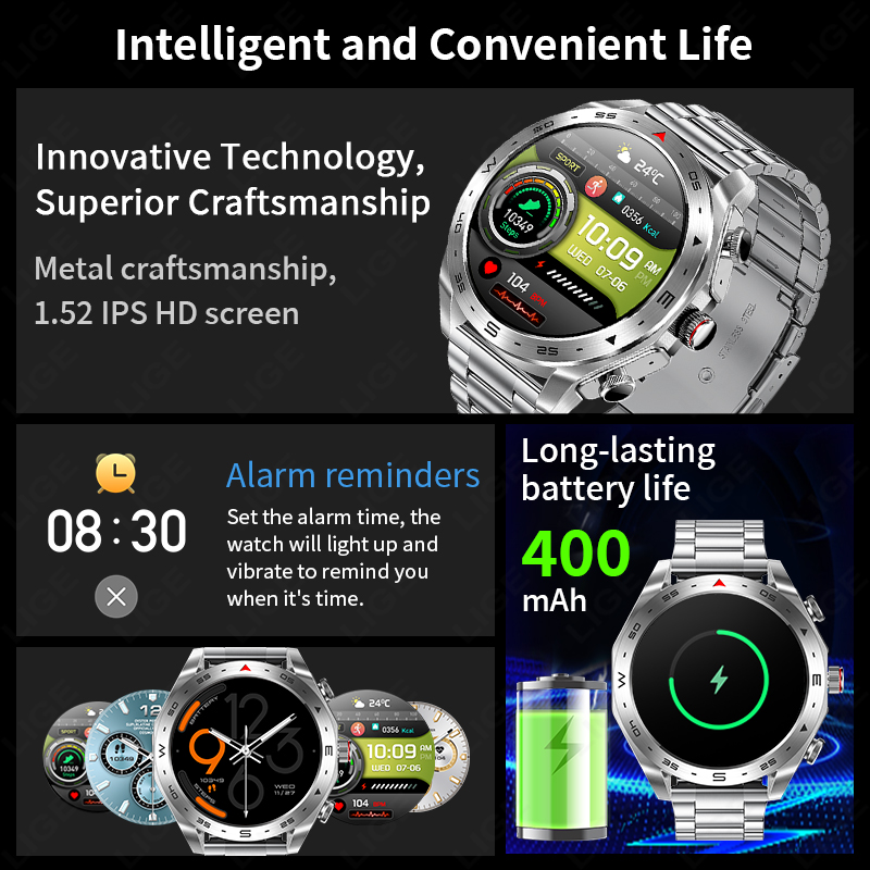 ساعة ذكية LIGE بشاشة AMOLED مع - مراجعة Smartwatch Noise Watches For Men وسعره