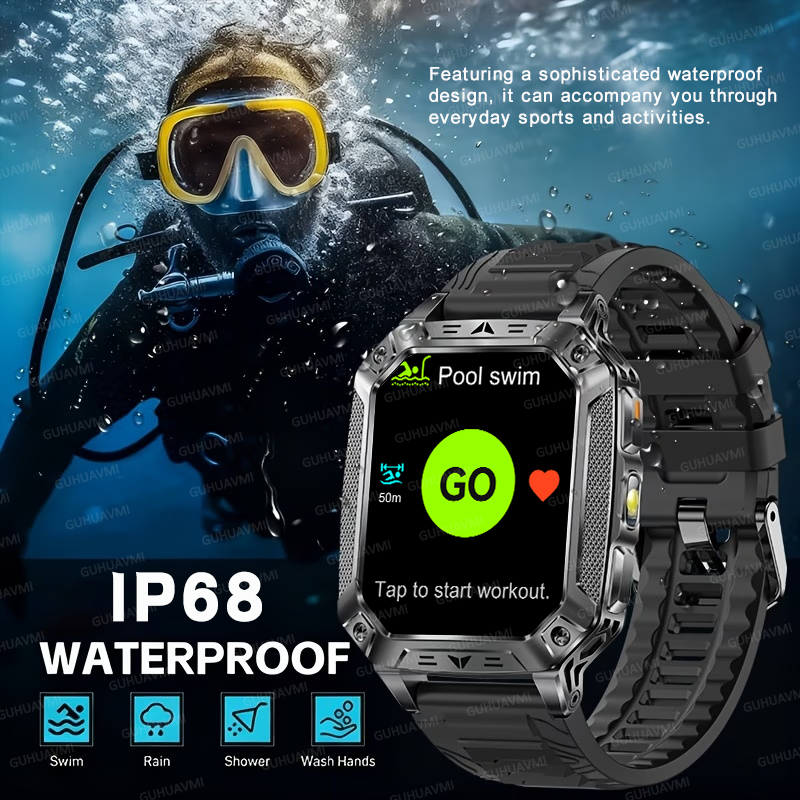 ساعة ذكية عسكرية TANK بسعة بطا - مراجعة Heart Rate Gps Watch وسعره
