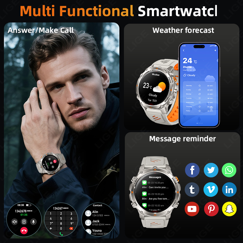 LIGE وعرة لتحديد المواقع المسا - مراجعة Smartwatch I Watches وسعره