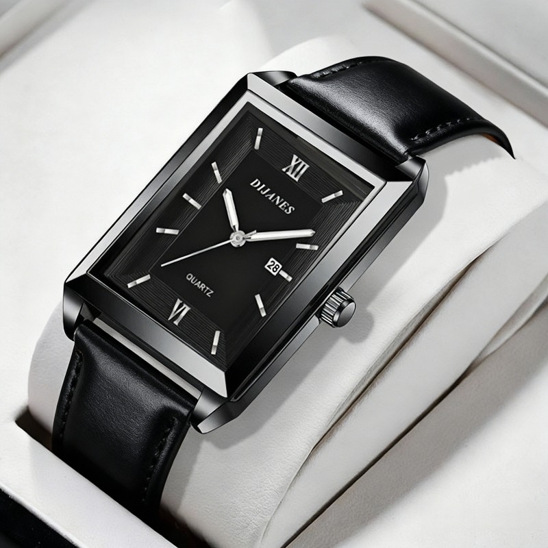ساعات رجالية جلدية كاجوال، ساع - مراجعة Smartwatch New Watches For Men وسعره