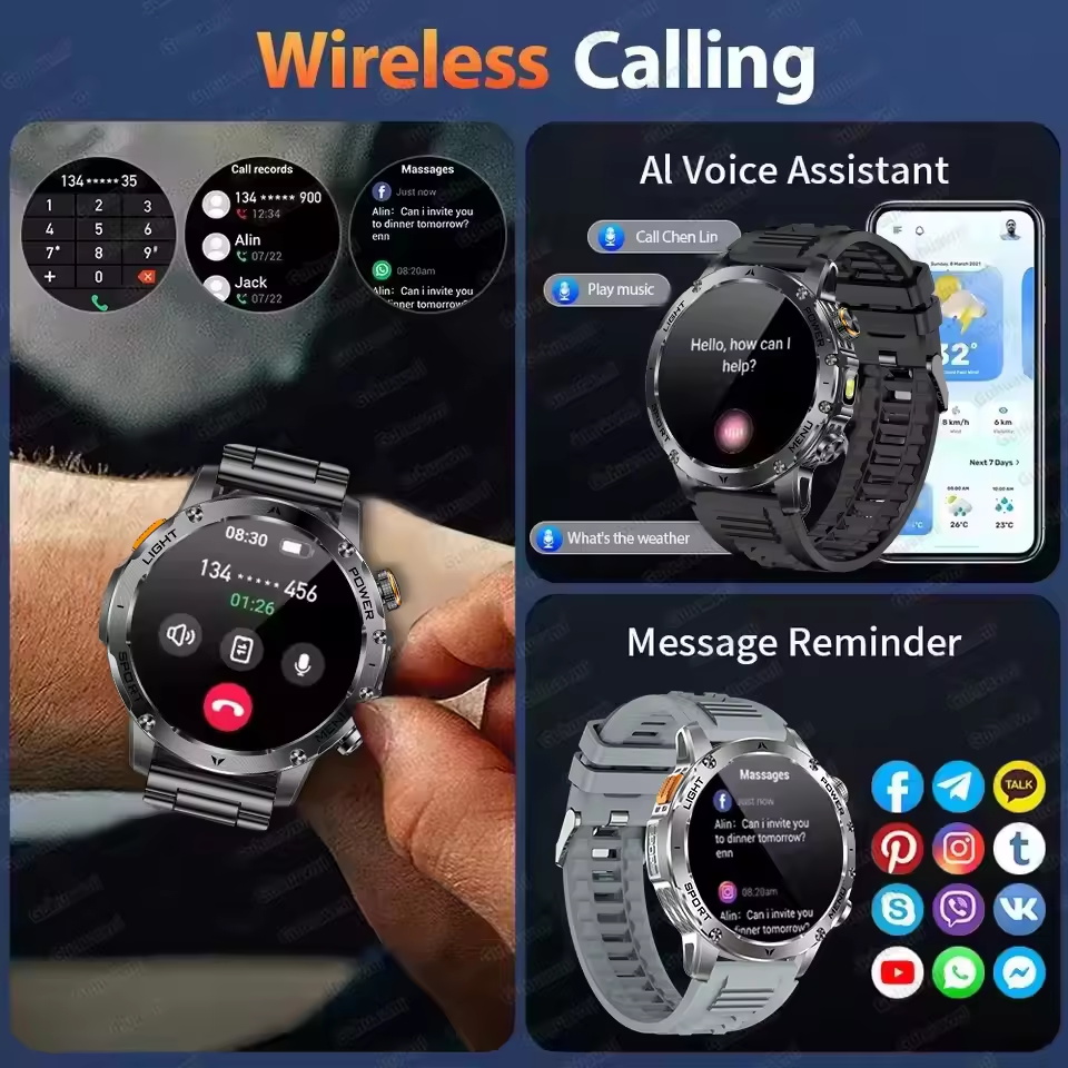 2025New في الهواء الطلق العسكر - مراجعة Smartwatch Professional Watches For Men وسعره