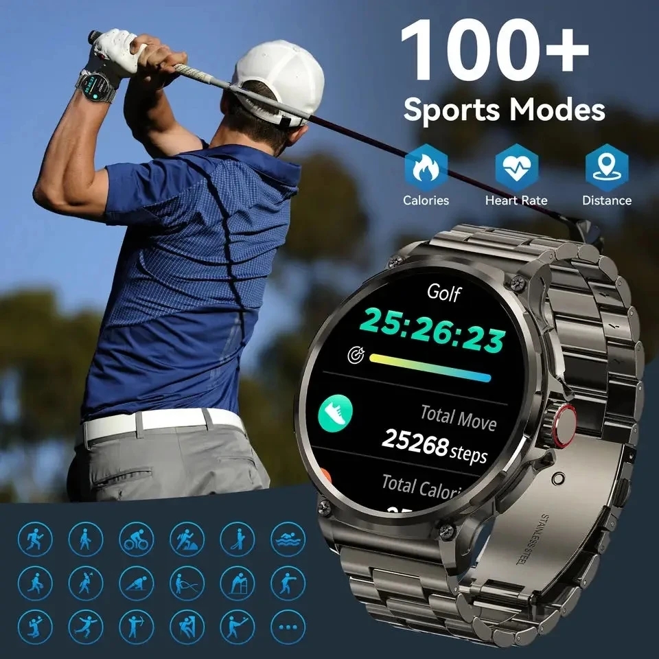 بلوتوث دعوة 360*360 1.85 بوصة  - مراجعة Smartwatch Professional Watches For Men وسعره